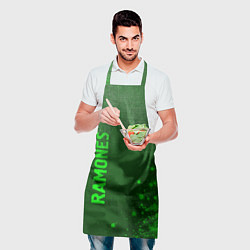 Фартук кулинарный Ramones - green gradient вертикально, цвет: 3D-принт — фото 2