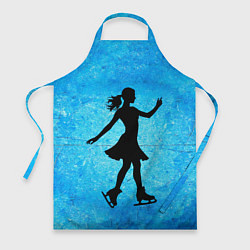 Фартук кулинарный Фигуристка на синем, цвет: 3D-принт