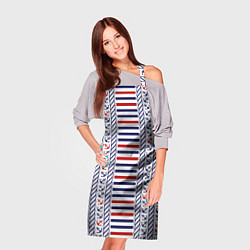 Фартук кулинарный Полосатый морской орнамент с якорями, цвет: 3D-принт — фото 2