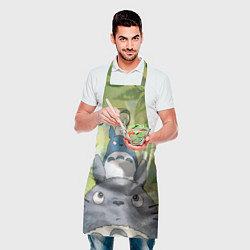 Фартук кулинарный Тоторо в лесу акварель, цвет: 3D-принт — фото 2