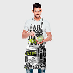 Фартук кулинарный Pattern with inscriptions hustle sand boy, цвет: 3D-принт — фото 2