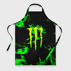 Фартук кулинарный Monster energy кислотное лого огонь, цвет: 3D-принт