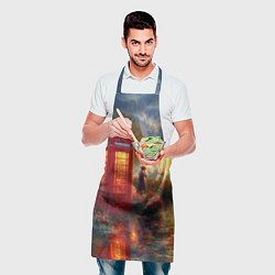 Фартук кулинарный Пейзаж с красной телефонной будкой, цвет: 3D-принт — фото 2