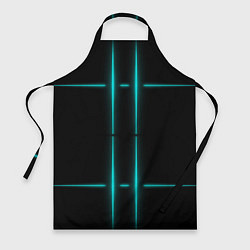 Фартук кулинарный Neon black light blue line, цвет: 3D-принт