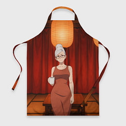 Фартук кулинарный Dandadan Seiko в красном платье, цвет: 3D-принт