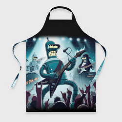 Фартук кулинарный Гитарист Бендер из рок группы Футурамы, цвет: 3D-принт