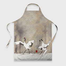 Фартук Журавли зимняя акварель