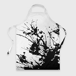 Фартук кулинарный Чёрная взрывная краска на белом, цвет: 3D-принт