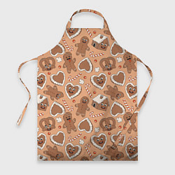 Фартук кулинарный Паттерн с новогодним печеньем, цвет: 3D-принт