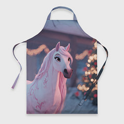 Фартук кулинарный Лошадка и новогодняя елка, цвет: 3D-принт