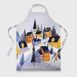 Фартук Новогодние домики на горе