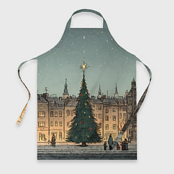 Фартук кулинарный Новогодняя елка во дворе, цвет: 3D-принт