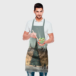 Фартук кулинарный Новогодняя елка во дворе, цвет: 3D-принт — фото 2