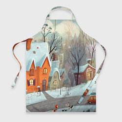 Фартук кулинарный Милый новогодний дворик, цвет: 3D-принт
