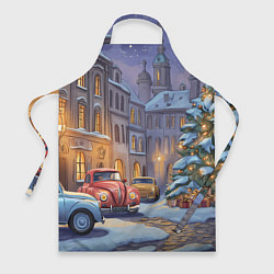 Фартук кулинарный Новогодний снежный двор, цвет: 3D-принт