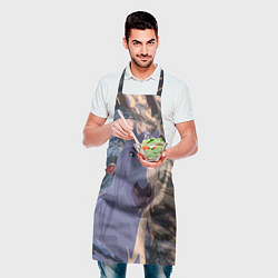 Фартук кулинарный Белая лошадь на фоне елки, цвет: 3D-принт — фото 2