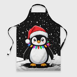 Фартук кулинарный Пингвин в шапке Санты, цвет: 3D-принт