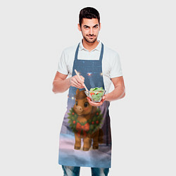 Фартук кулинарный Лошадка с новогоднем венком 2026, цвет: 3D-принт — фото 2