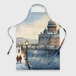 Фартук кулинарный Санкт-Петербург снежный день, цвет: 3D-принт