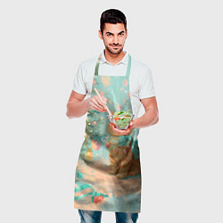 Фартук кулинарный Милый рыжий котенок любуется елкой, цвет: 3D-принт — фото 2