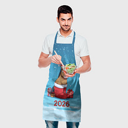 Фартук кулинарный Лошадь в сапогах Санты, цвет: 3D-принт — фото 2
