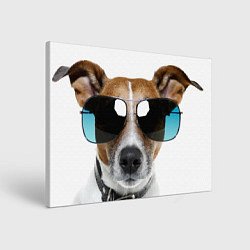 Холст прямоугольный Джек Рассел в очках, цвет: 3D-принт
