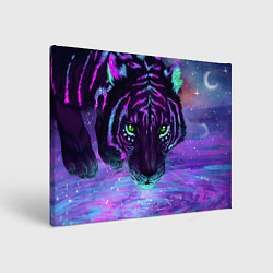 Холст прямоугольный Неоновый тигр, цвет: 3D-принт