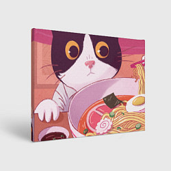 Холст прямоугольный Кот и лапша, цвет: 3D-принт