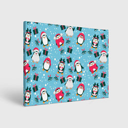 Холст прямоугольный Новогодние Пингвины, цвет: 3D-принт