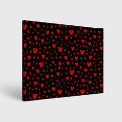 Холст прямоугольный Красные сердца, цвет: 3D-принт
