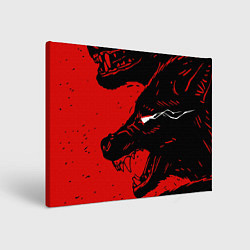 Картина прямоугольная Красный волк 3D
