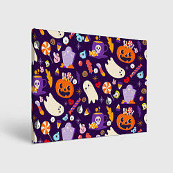 Холст прямоугольный HALLOWEEN BTS BT21 PATTERN БТ21 БТС ХЕЛЛОУИН, цвет: 3D-принт