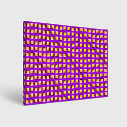 Холст прямоугольный Фиолетовый Фон с Желтыми Квадратами Иллюзия Движен, цвет: 3D-принт