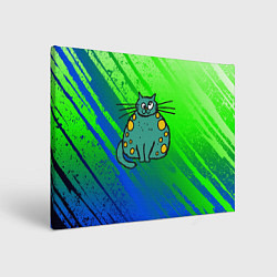 Картина прямоугольная Прикольный зеленый кот