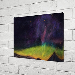 Холст прямоугольный Горный пейзаж со звёздным небом и северным сиянием, цвет: 3D-принт — фото 2