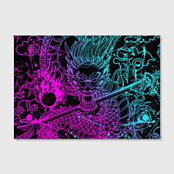 Холст прямоугольный НЕОНОВЫЕ ДРАКОНЫ NEON DRAGON БРЫЗГИ КРАСОК, цвет: 3D-принт — фото 2