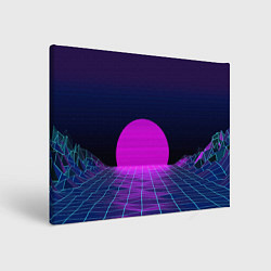 Картина прямоугольная Закат розового солнца Vaporwave Психоделика