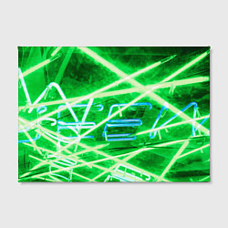 Холст прямоугольный Неоновые лучи и буквы - Зелёный, цвет: 3D-принт — фото 2