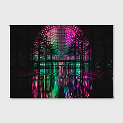 Холст прямоугольный Неоновое здание ночью - Розовый, цвет: 3D-принт — фото 2