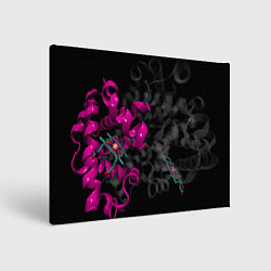 Холст прямоугольный Абстрактные 3D молекулы и соединения - Розовый, цвет: 3D-принт