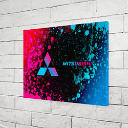 Холст прямоугольный Mitsubishi - neon gradient: надпись и символ, цвет: 3D-принт — фото 2