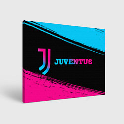 Холст прямоугольный Juventus - neon gradient: надпись и символ, цвет: 3D-принт