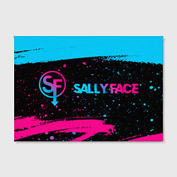 Холст прямоугольный Sally Face - neon gradient: надпись и символ, цвет: 3D-принт — фото 2