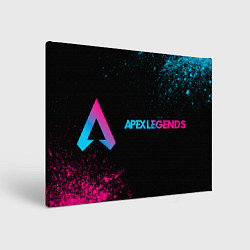 Холст прямоугольный Apex Legends - neon gradient: надпись и символ, цвет: 3D-принт