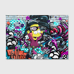 Холст прямоугольный Спортивный Барт Симпсон на фоне граффити, цвет: 3D-принт — фото 2
