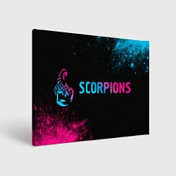 Холст прямоугольный Scorpions - neon gradient: надпись и символ, цвет: 3D-принт