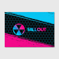 Холст прямоугольный Fallout - neon gradient: надпись и символ, цвет: 3D-принт — фото 2