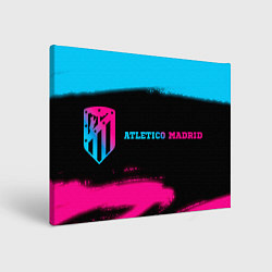 Холст прямоугольный Atletico Madrid - neon gradient: надпись и символ, цвет: 3D-принт