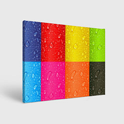 Холст прямоугольный Капли дождя на цветных подложках - паттерн, цвет: 3D-принт
