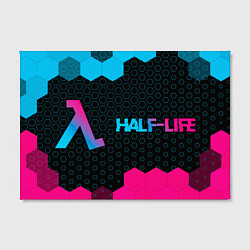 Холст прямоугольный Half-Life - neon gradient: надпись и символ, цвет: 3D-принт — фото 2